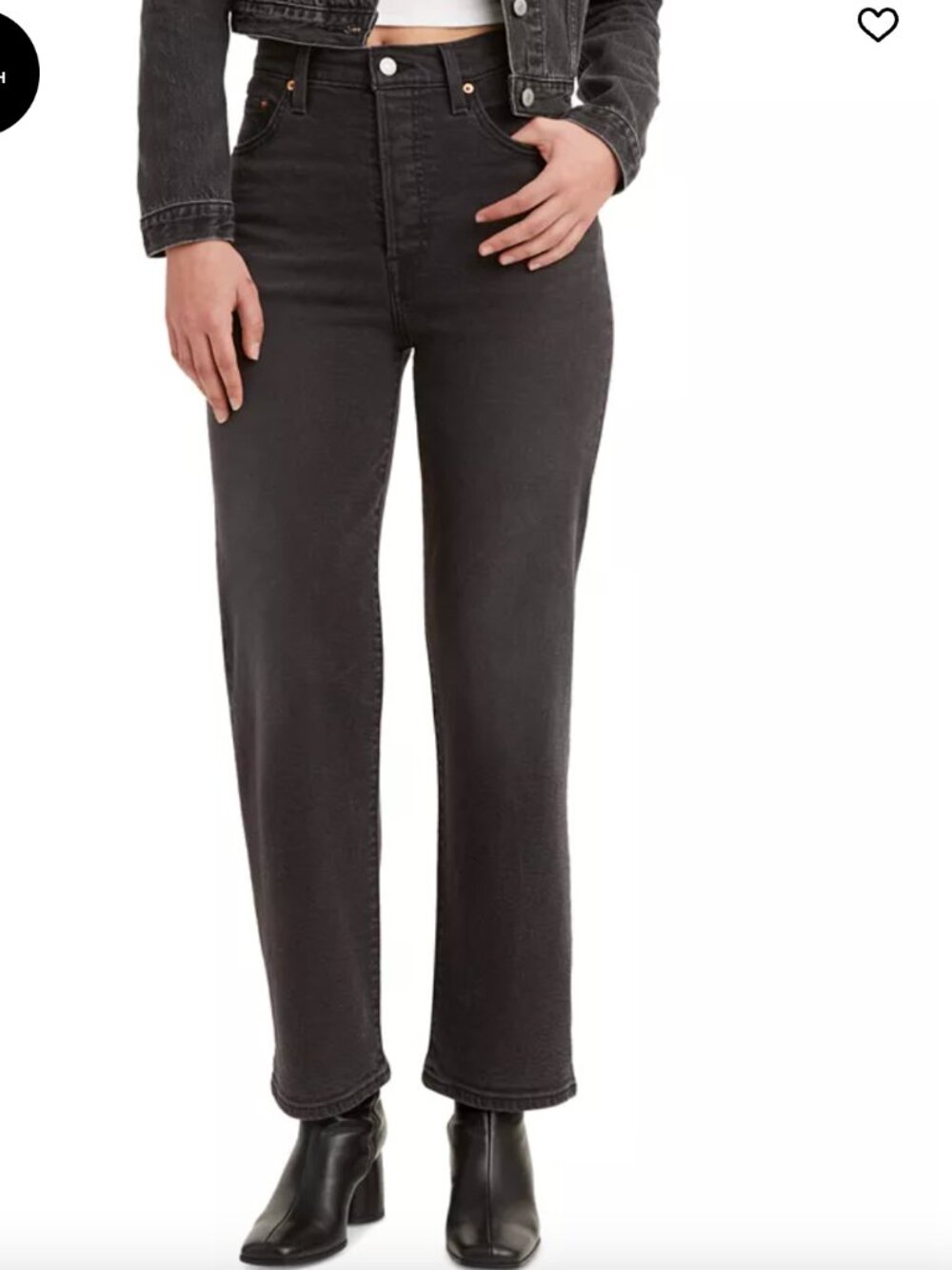 Levi's Black Ribcage Straight High-Rise Ankle Jeans